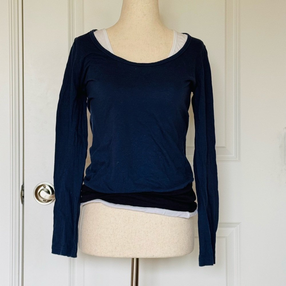Navy Blue Women's Long Sleeve Top